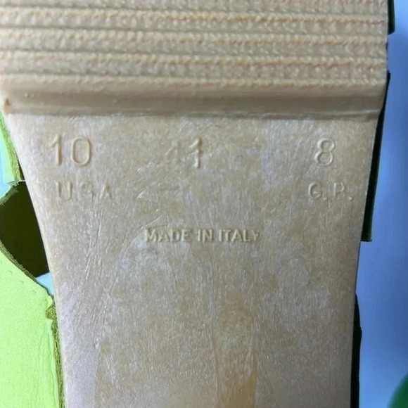Romano Italy Y2K green Leather & Wooden block heels size 10 - Picture 6 of 7